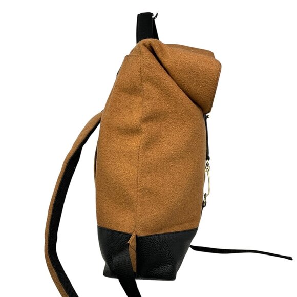 Ted Baker Cashed Fold Over Rucksack Backpack Camel Brown Black Laptop Sleeve - Picture 4 of 11